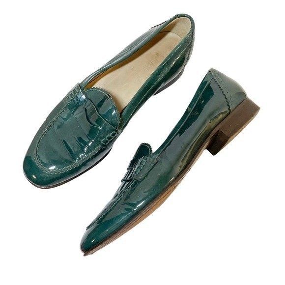 J. Crew Green Patent Leather Loafers - Picture 1 of 11